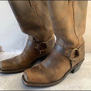 Frye Brown Leather Harness 12R Boots